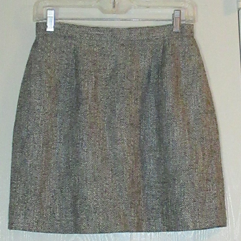 CHRISTIAN DIOR Size 10 Lined Tweed Mini Skirt Black/Gray